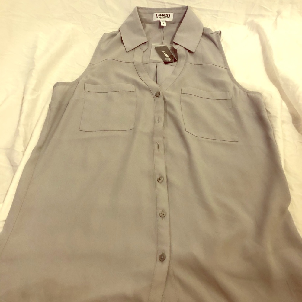 Express Gray Sleeveless Portofino Shirt